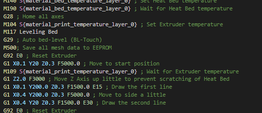 Random Dump of Start Gcodes